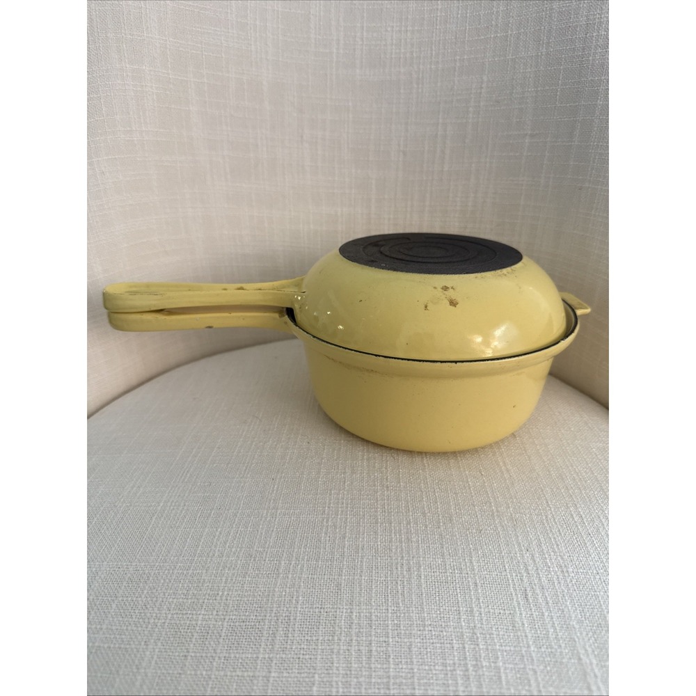 Vintage Le Creuset Size 18 (1 1/4qt) Yellow Utility Pot Lid 6 1/2‎ in Skillet